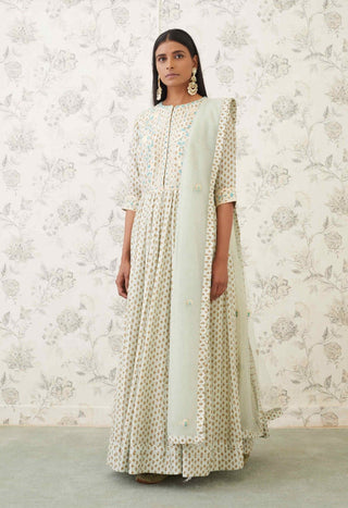 Shyam Narayan Prasad-Green Embroidered Anarkali Set-INDIASPOPUP.COM