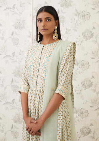 Shyam Narayan Prasad-Green Embroidered Anarkali Set-INDIASPOPUP.COM