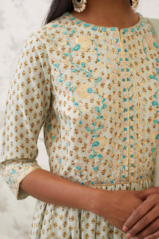 Shyam Narayan Prasad-Green Embroidered Anarkali Set-INDIASPOPUP.COM