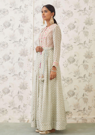 Shyam Narayan Prasad-Green Embroidered Anarkali Set-INDIASPOPUP.COM