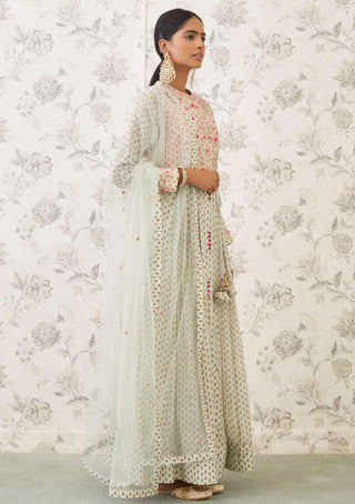 Shyam Narayan Prasad-Green Embroidered Anarkali Set-INDIASPOPUP.COM