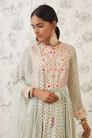 Shyam Narayan Prasad-Green Embroidered Anarkali Set-INDIASPOPUP.COM