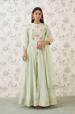 Shyam Narayan Prasad-Green Embroidered Anarkali Set-INDIASPOPUP.COM