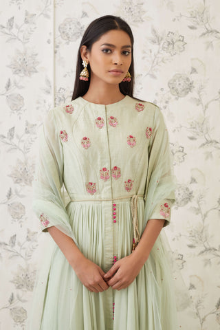 Shyam Narayan Prasad-Green Embroidered Anarkali Set-INDIASPOPUP.COM