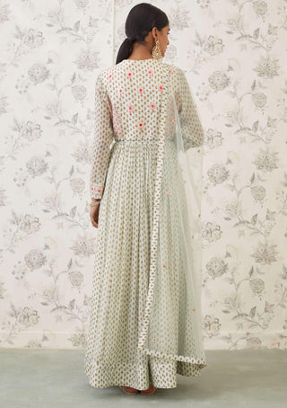 Shyam Narayan Prasad-Green Embroidered Anarkali Set-INDIASPOPUP.COM