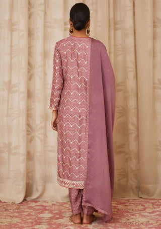 Shyam Narayan Prasad-Purple Embroidered Kurta Set-INDIASPOPUP.COM