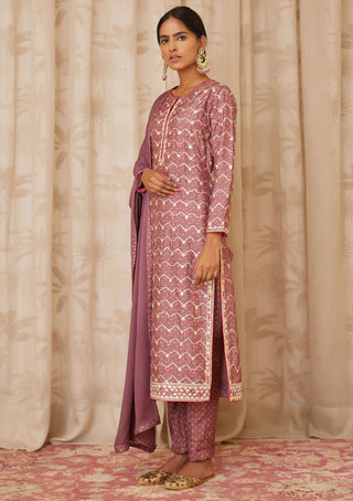 Shyam Narayan Prasad-Purple Embroidered Kurta Set-INDIASPOPUP.COM