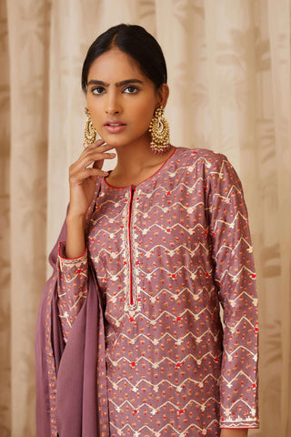 Shyam Narayan Prasad-Purple Embroidered Kurta Set-INDIASPOPUP.COM