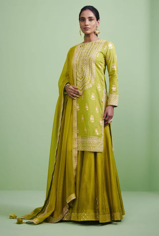 Shyam Narayan Prasad-Green Embroidered Sharara Set-INDIASPOPUP.COM
