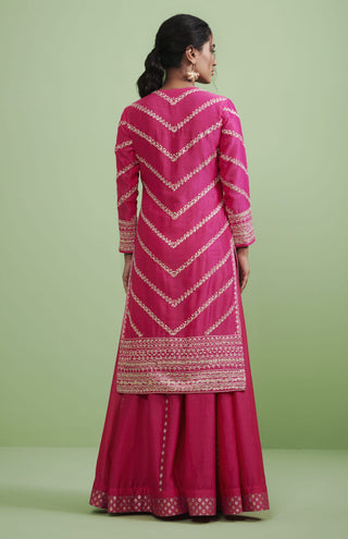 Shyam Narayan Prasad-Pink Gota Embroidered Sharara Set-INDIASPOPUP.COM