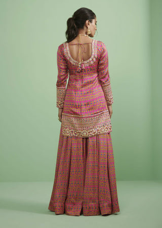 Shyam Narayan Prasad-Pink Gota Embroidered Sharara Set-INDIASPOPUP.COM