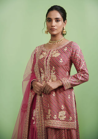 Shyam Narayan Prasad-Pink Embroidered Sharara Set-INDIASPOPUP.COM