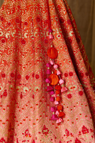 Shyam Narayan Prasad-Pink Orange Embroidered Lehenga Set-INDIASPOPUP.COM