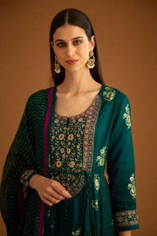 Shyam Narayan Prasad-Green Zardozi Embroidered Anarkali Set-INDIASPOPUP.COM