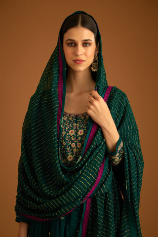 Shyam Narayan Prasad-Green Zardozi Embroidered Anarkali Set-INDIASPOPUP.COM
