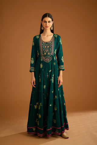Shyam Narayan Prasad-Green Zardozi Embroidered Anarkali Set-INDIASPOPUP.COM