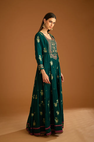 Shyam Narayan Prasad-Green Zardozi Embroidered Anarkali Set-INDIASPOPUP.COM