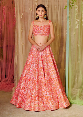 Shyam Narayan Prasad-Bright Pink Gota Embroidered Lehenga Set-INDIASPOPUP.COM