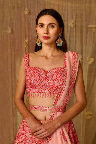 Shyam Narayan Prasad-Bright Pink Gota Embroidered Lehenga Set-INDIASPOPUP.COM