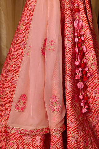 Shyam Narayan Prasad-Bright Pink Gota Embroidered Lehenga Set-INDIASPOPUP.COM