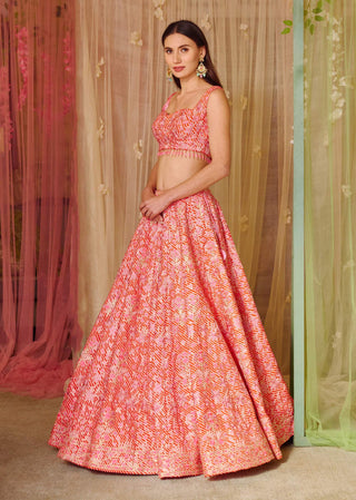 Shyam Narayan Prasad-Bright Pink Gota Embroidered Lehenga Set-INDIASPOPUP.COM