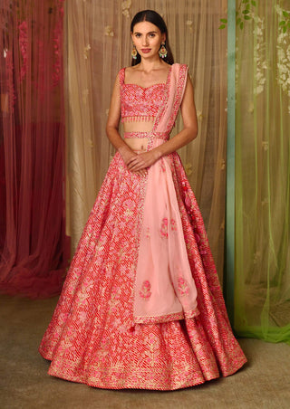 Shyam Narayan Prasad-Bright Pink Gota Embroidered Lehenga Set-INDIASPOPUP.COM