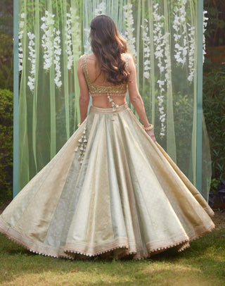 Shyam Narayan Prasad-Smoke Grey Blue Embroidered Lehenga Set-INDIASPOPUP.COM