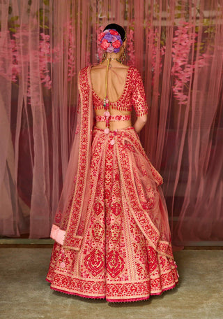 Shyam Narayan Prasad-Multicolor Pink Embroidered Lehenga Set-INDIASPOPUP.COM