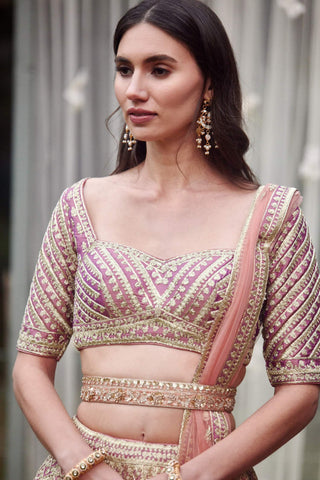 Shyam Narayan Prasad-Neutral Pink Embroidered Lehenga Set-INDIASPOPUP.COM