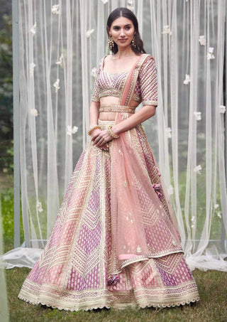 Shyam Narayan Prasad-Neutral Pink Embroidered Lehenga Set-INDIASPOPUP.COM