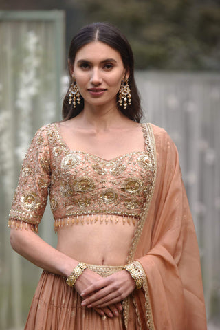 Shyam Narayan Prasad-Neutral Pink Embroidered Lehenga Set-INDIASPOPUP.COM