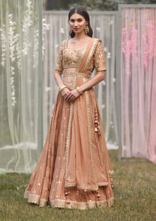 Shyam Narayan Prasad-Neutral Pink Embroidered Lehenga Set-INDIASPOPUP.COM