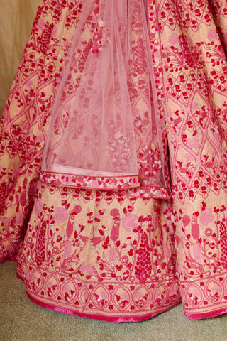 Shyam Narayan Prasad-Peach Pink Embroidered Lehenga Set-INDIASPOPUP.COM