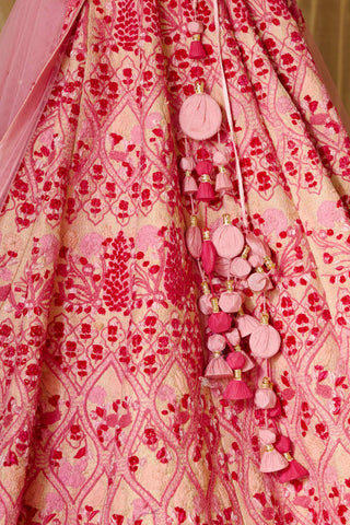 Shyam Narayan Prasad-Peach Pink Embroidered Lehenga Set-INDIASPOPUP.COM