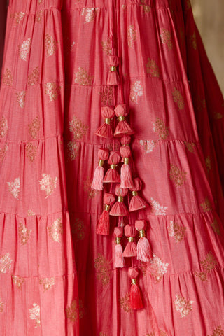 Shyam Narayan Prasad-Coral Pink Embroidered Lehenga Set-INDIASPOPUP.COM