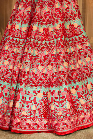 Shyam Narayan Prasad-Blue Pink Embroidered Lehenga Set-INDIASPOPUP.COM