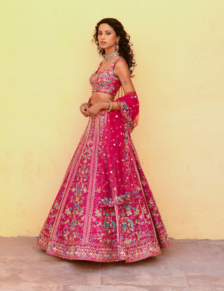 Chamee And Palak-Sophia Pink Embroidered Lehenga Set-INDIASPOPUP.COM