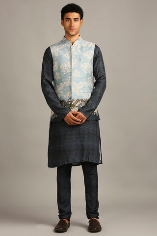 Soup By Sougat Paul-Cloud Printed Bundi With Kurta Set-INDIASPOPUP.COM