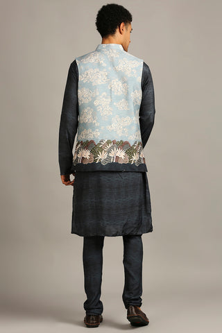 Soup By Sougat Paul-Cloud Printed Bundi With Kurta Set-INDIASPOPUP.COM