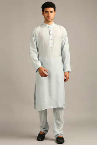 Soup By Sougat Paul-Cloud Printed Longline Jacket With Kurta Set-INDIASPOPUP.COM