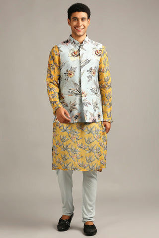 Soup By Sougat Paul-Anthia Floral Printed Bundi With Kurta Set-INDIASPOPUP.COM