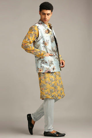 Soup By Sougat Paul-Anthia Floral Printed Bundi With Kurta Set-INDIASPOPUP.COM
