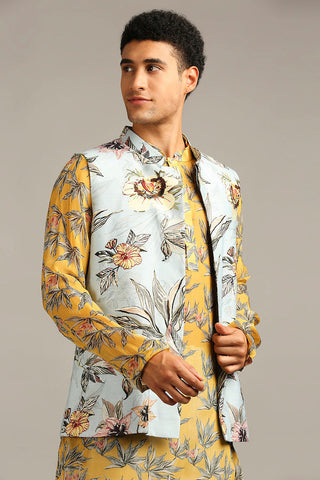 Soup By Sougat Paul-Anthia Floral Printed Bundi With Kurta Set-INDIASPOPUP.COM