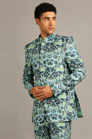 Soup By Sougat Paul-Pastel Floral Printed Bandhgala Set-INDIASPOPUP.COM