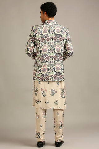 Soup By Sougat Paul-Pastel Floral Printed Jacket With Kurta Set-INDIASPOPUP.COM