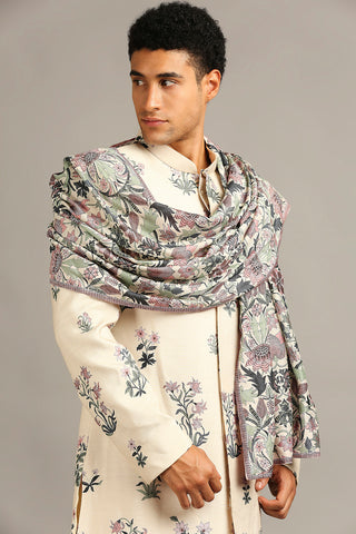 Soup By Sougat Paul-Pastel Floral Printed Sherwani Set-INDIASPOPUP.COM
