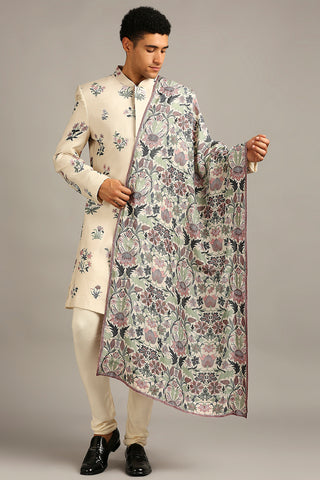 Soup By Sougat Paul-Pastel Floral Printed Sherwani Set-INDIASPOPUP.COM