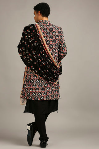 Soup By Sougat Paul-Ethnic Folklore Printed Sherwani Set-INDIASPOPUP.COM