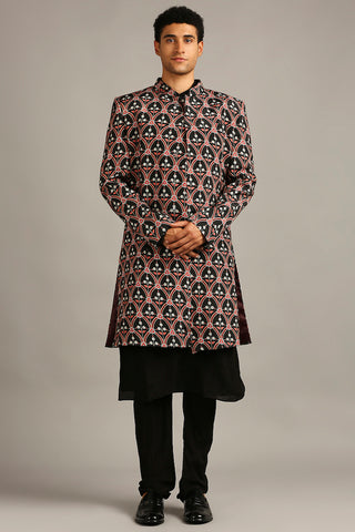 Soup By Sougat Paul-Ethnic Folklore Printed Sherwani Set-INDIASPOPUP.COM
