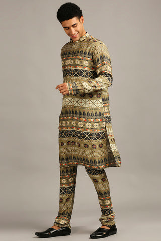 Soup By Sougat Paul-Tiraz Printed Kurta Set-INDIASPOPUP.COM